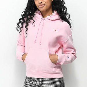 champion reverse weave womens light pink hoodie